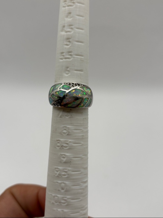 MD stamped Jewelry - Sterling Silver Dome Ring with Opal Inlay